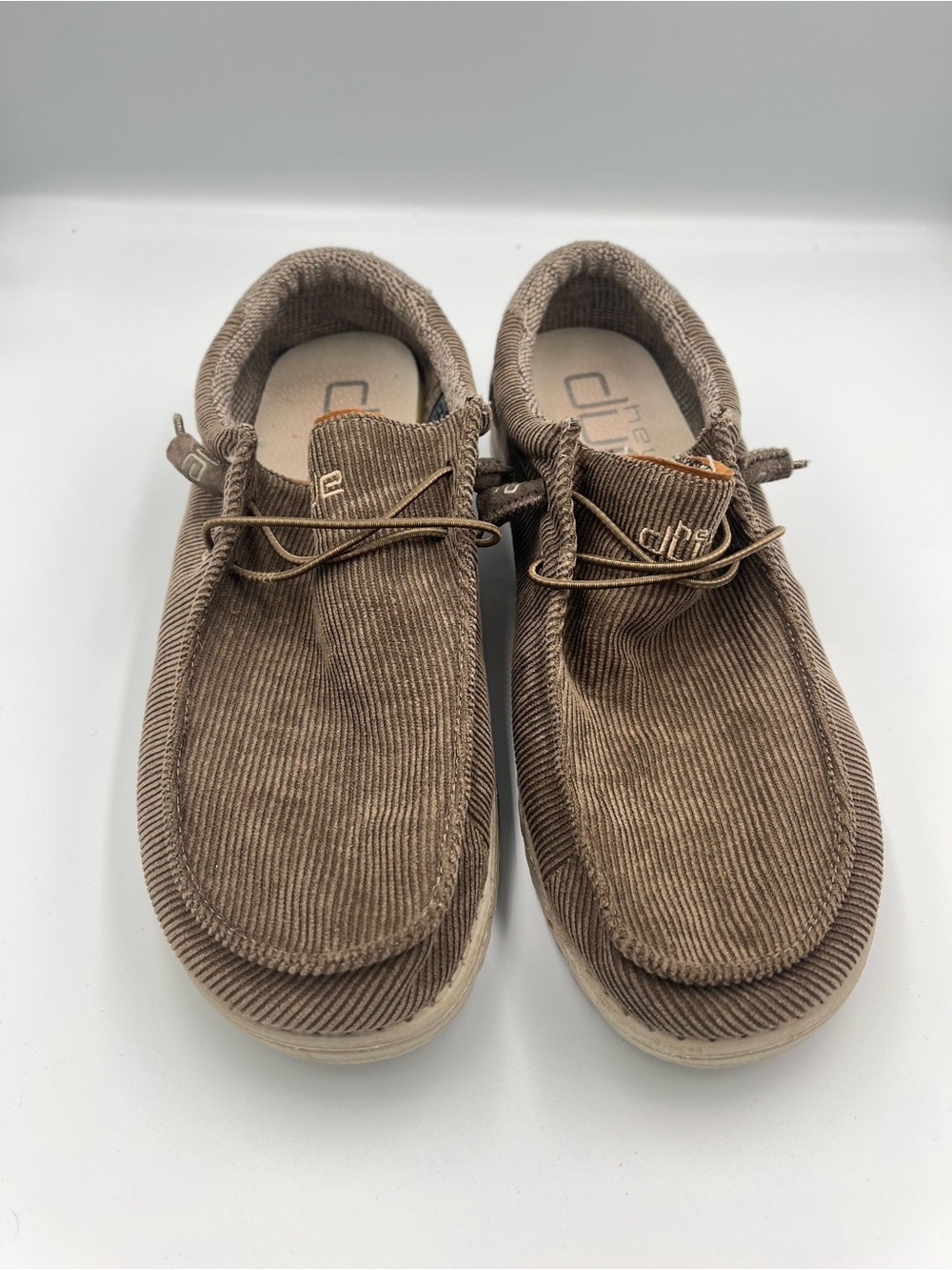 Hey Dude Men's Wally Corduroy Loafers Walnut Brown Size 13 Casual Slip On